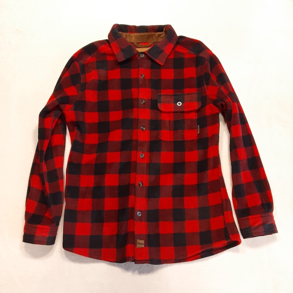Venado Mens Heavyweight Fleece Shirt Med Red Buffalo Plaid Flannel Bonfire NWOT!